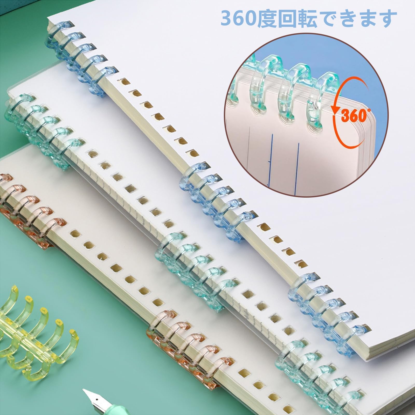 デニムリングバインダー Amazon | YUWENW 5穴 バインダーリング 6色 24個セット