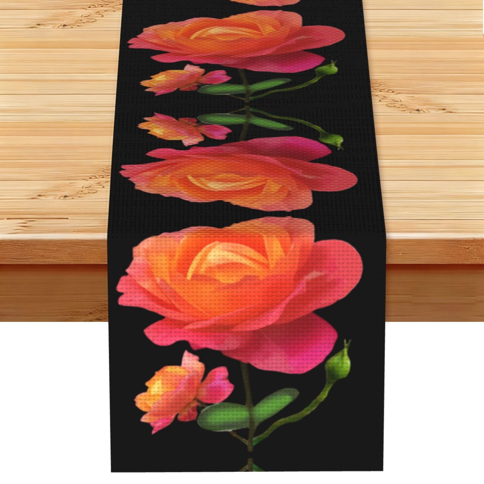 Blooming moonflower Linen Feel Table Runner Wedding Party Home Decoration