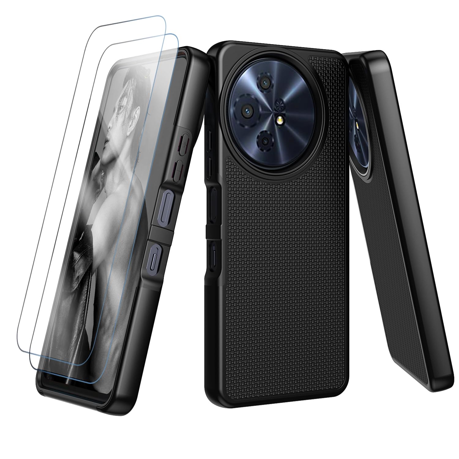 Case for TCL 60 XE Phone Case, Military Grade Drop Series Cover, Port Protection Protective Phone Case, Bumper Cover Anti-Scratch .Built-in Screen Protector - Black