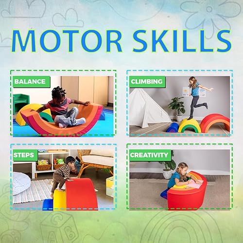 Miniatura 3 de Juguetes de escalada de arco iris para niños pequeños en el interior, juego suave para niños pequeños, gimnasio interior para preescolares,