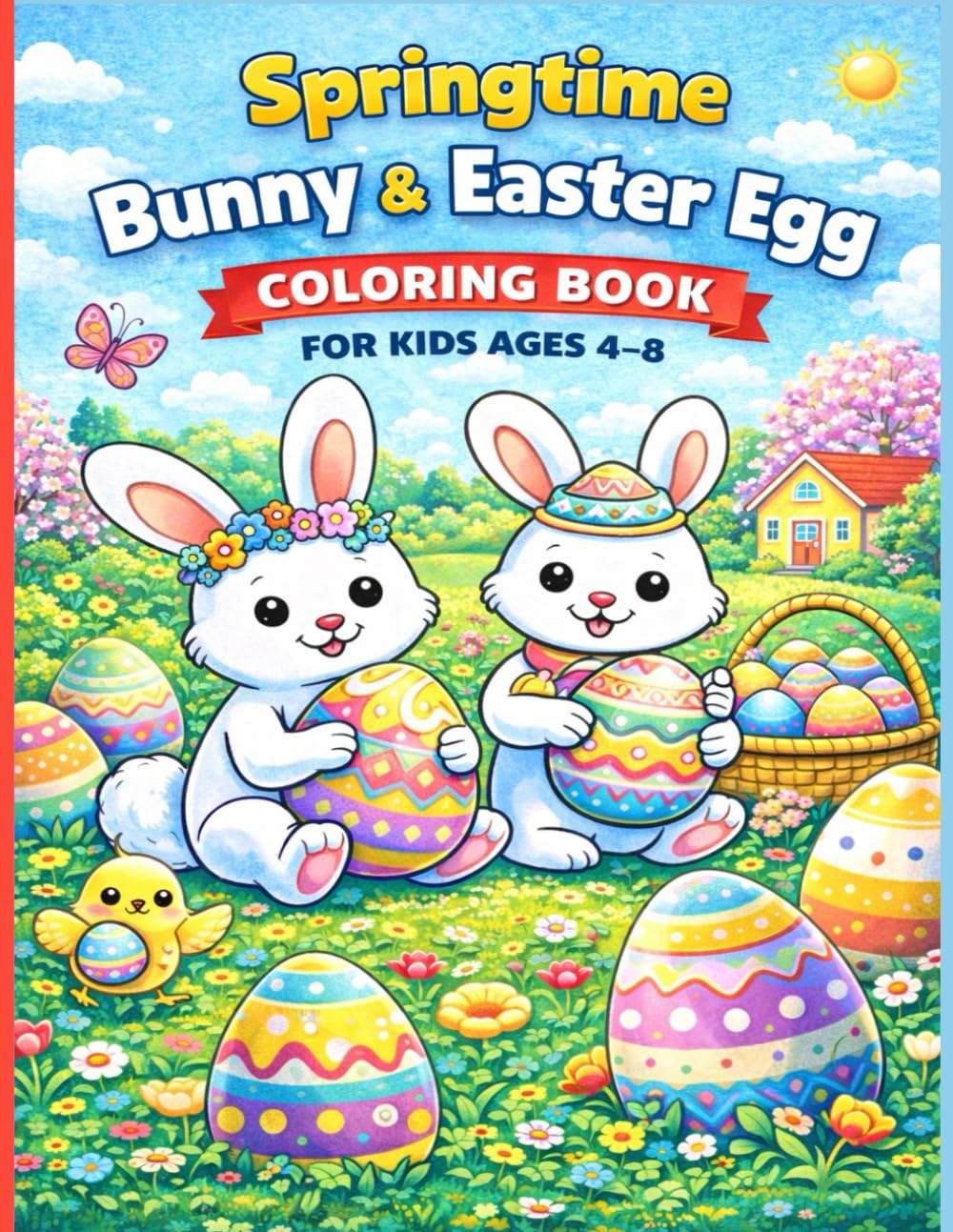 Springtime Bunny & Easter Egg Coloring Book for Kids Ages 4–8: Big Bold Spring Scenes with Cute Bunnies, Chicks & Easter Eggs
