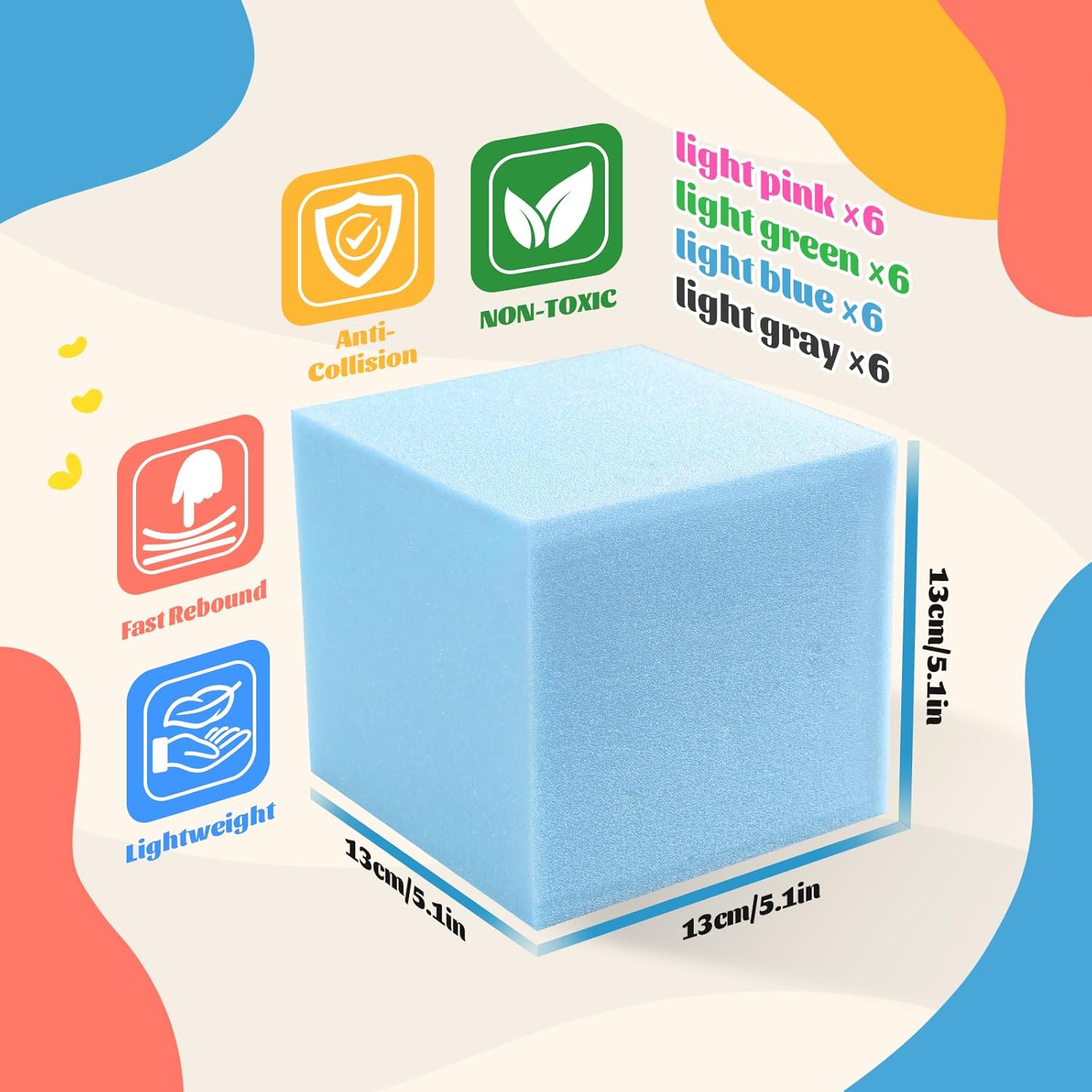 Foam Pit Cubes - 24 PCS 5 Inches Gymnastics Foam Blocks Trampoline Blocks, Multi-Sport Protective Padding for Freerunning, Trampoline, Parkour, Skate Parks & BMX