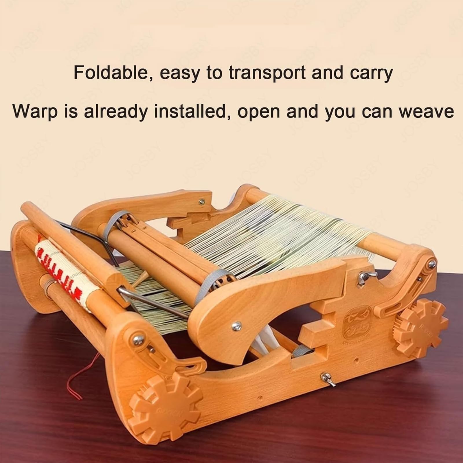 Tischwebstuhl aus Holz, Faltbarer 300-mm-Webstuhl-Bausatz, kleine DIY-Handstrickmaschine mit Einstellbarer Stoffdichte, Webrahmen-Webstuhl, für Anfänger und Erwachsene