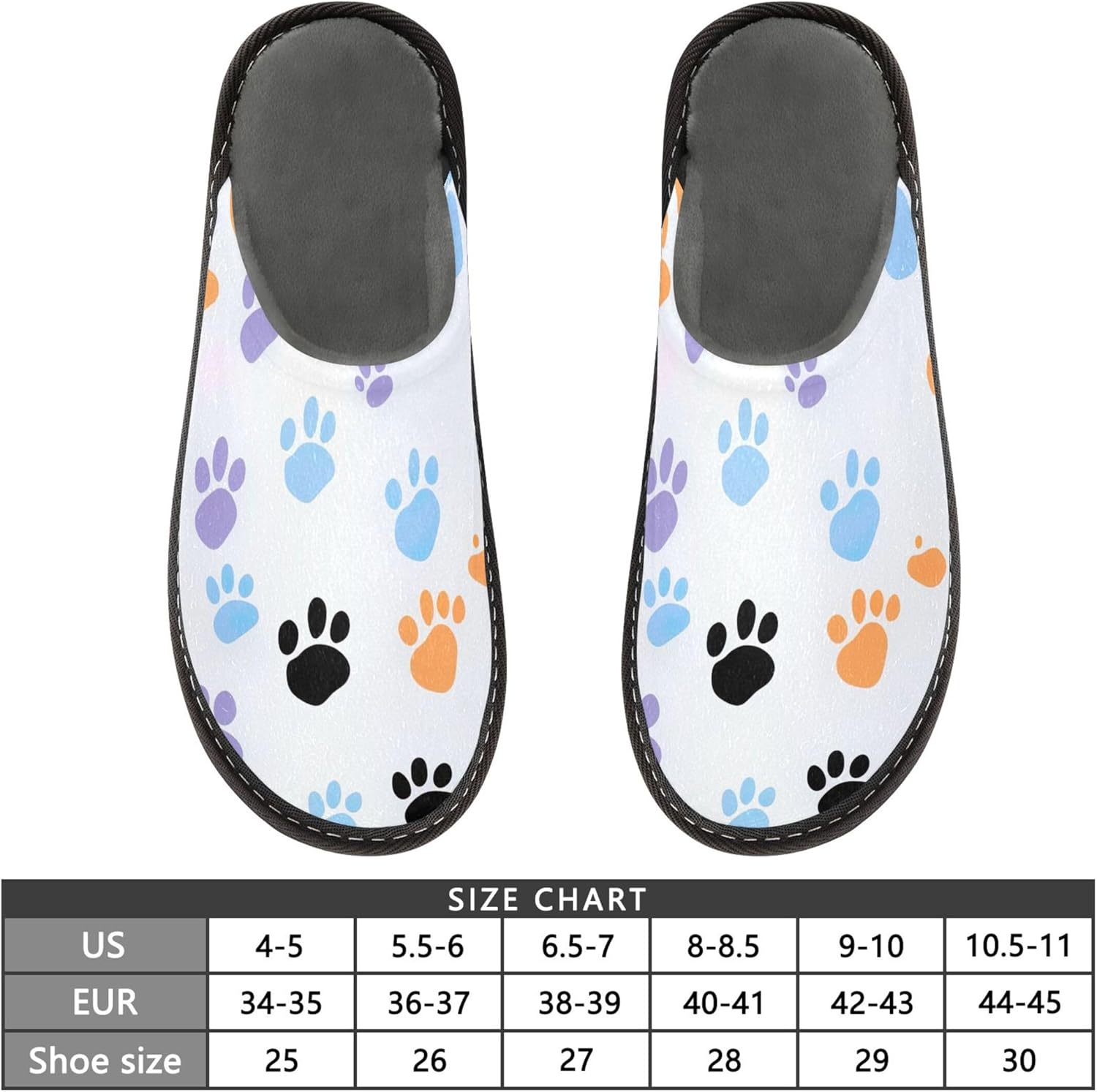 Dog Paw Print House Slippers – Cozy Fuzzy Slippers for Guests, Washable & Disposable, Perfect for Shoeless Home, Spa & Hotel Use A110706