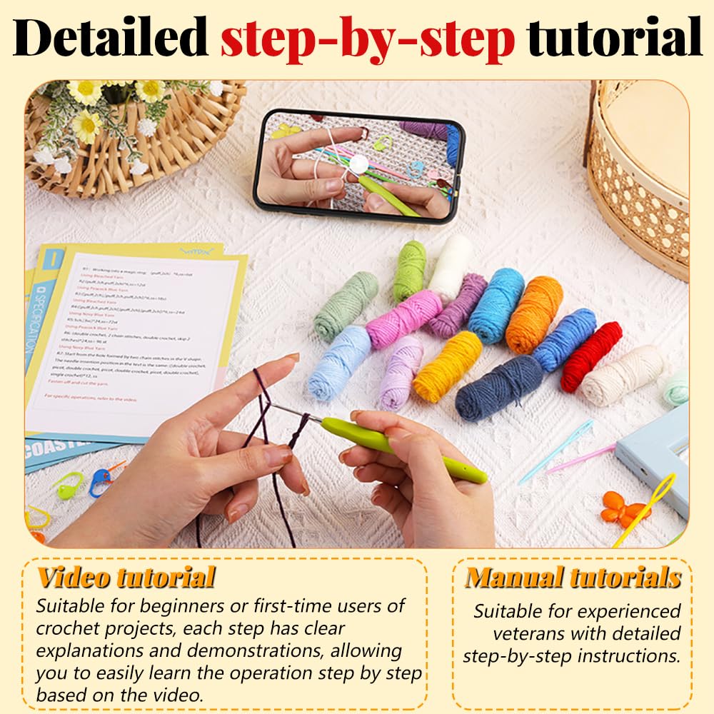Kit Crochet Débutant Complet Cactus Amigurumi – 3 Projets Avec Laine, Crochets, Vidéo Tutoriel – Idéal Adulte & Enfant Pour Apprendre Le Crochet