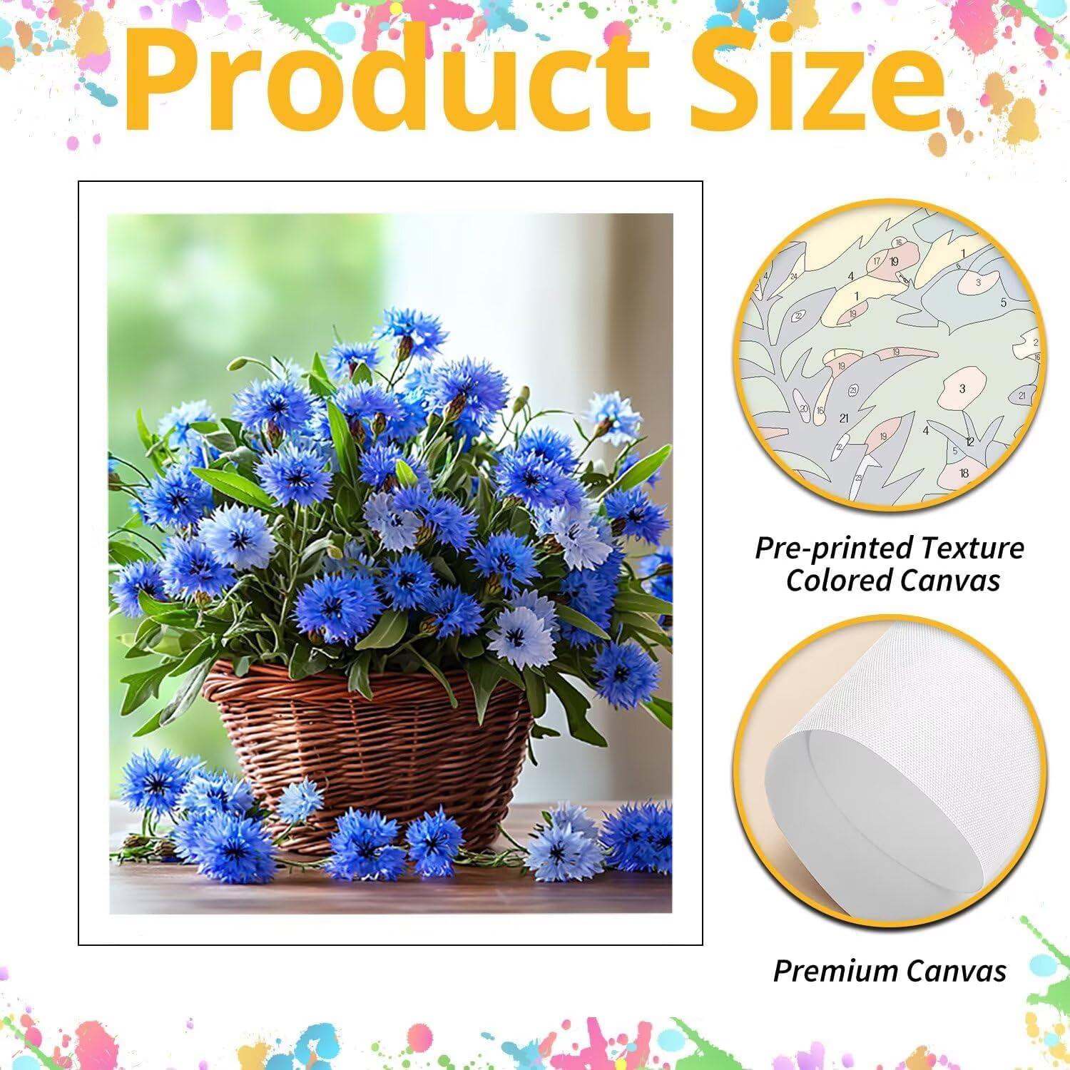 WEISHIWE Cesto di fiori Dipingere con i Numeri per Adulti, 70x90cm a-444 | Paint by Numbers Kit con Pennelli e Acrilico Pigmento, Fai da te Olio La Pittura di Numeri Kit, Decora la Casa, senza Cornice