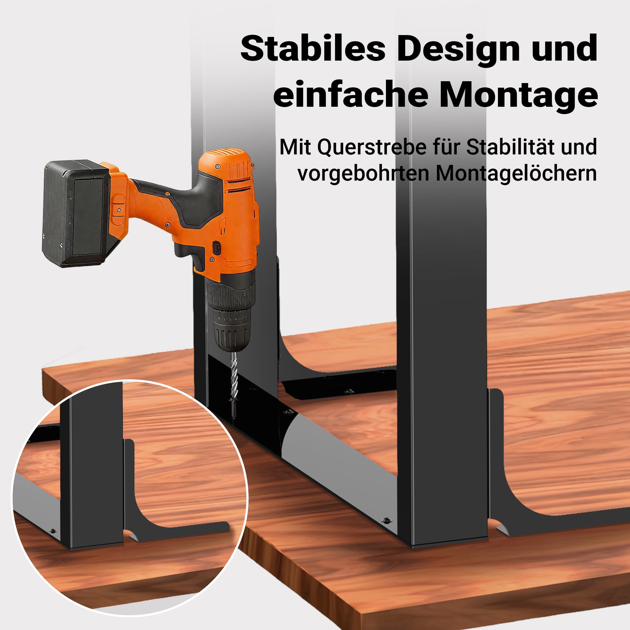 Wiltec Tischbeine aus lackiertem Stahl 2er Set 60x72cm Vierkantrohre pulverbeschichtet Tischkufen Tischgestell Tischuntergestell