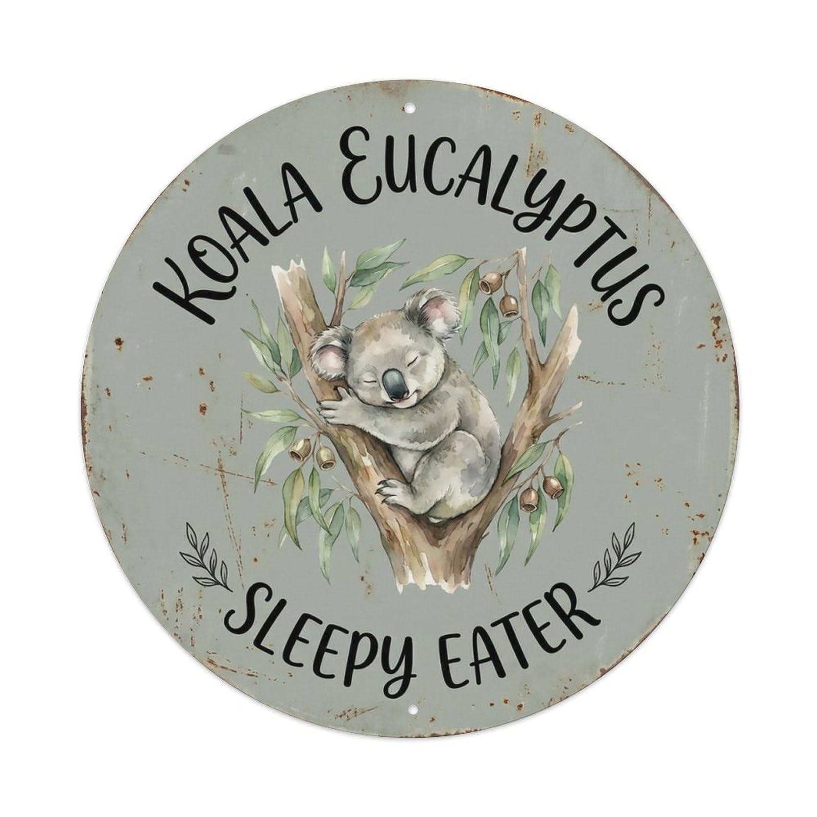 Cxhjca 8X8inch(20X20cm) Koala Eucalyptus Sleepy Eater Metal Tin Sign