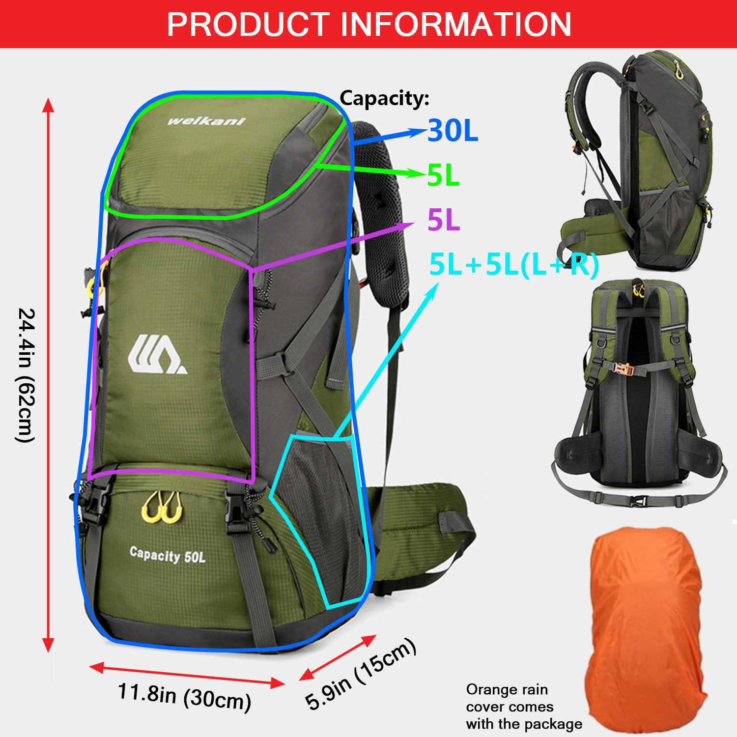 Favuit Zaino da trekking da 30 l, da uomo e da donna, ultraleggero, pieghevole, da viaggio, per escursioni, arrampicata, per viaggi, alpinismo, campeggio, attività all'aperto, viaggi, sport
