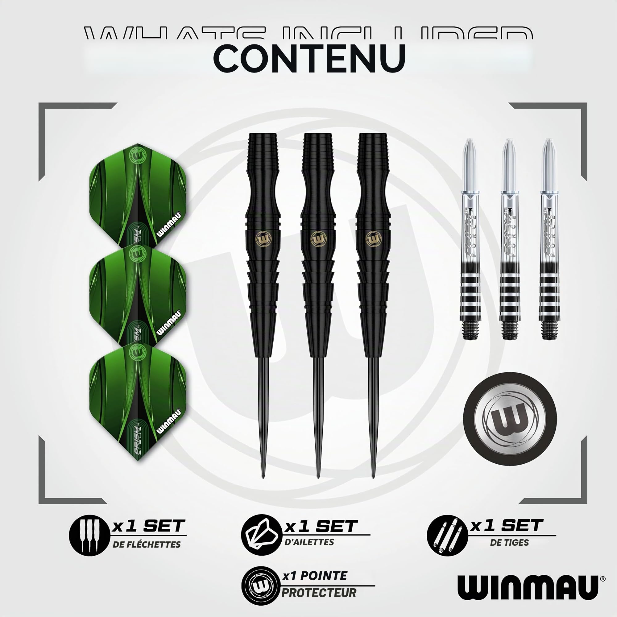 WINMAU Sniper Black 90% - Fléchettes Pointe Acier 24g
