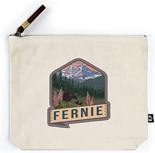 Lantern Press Fernie, British Columbia, Canada, Bear and Spring Flowers, Contour (100% Cotton Canvas Travel Accessory Go Bag)