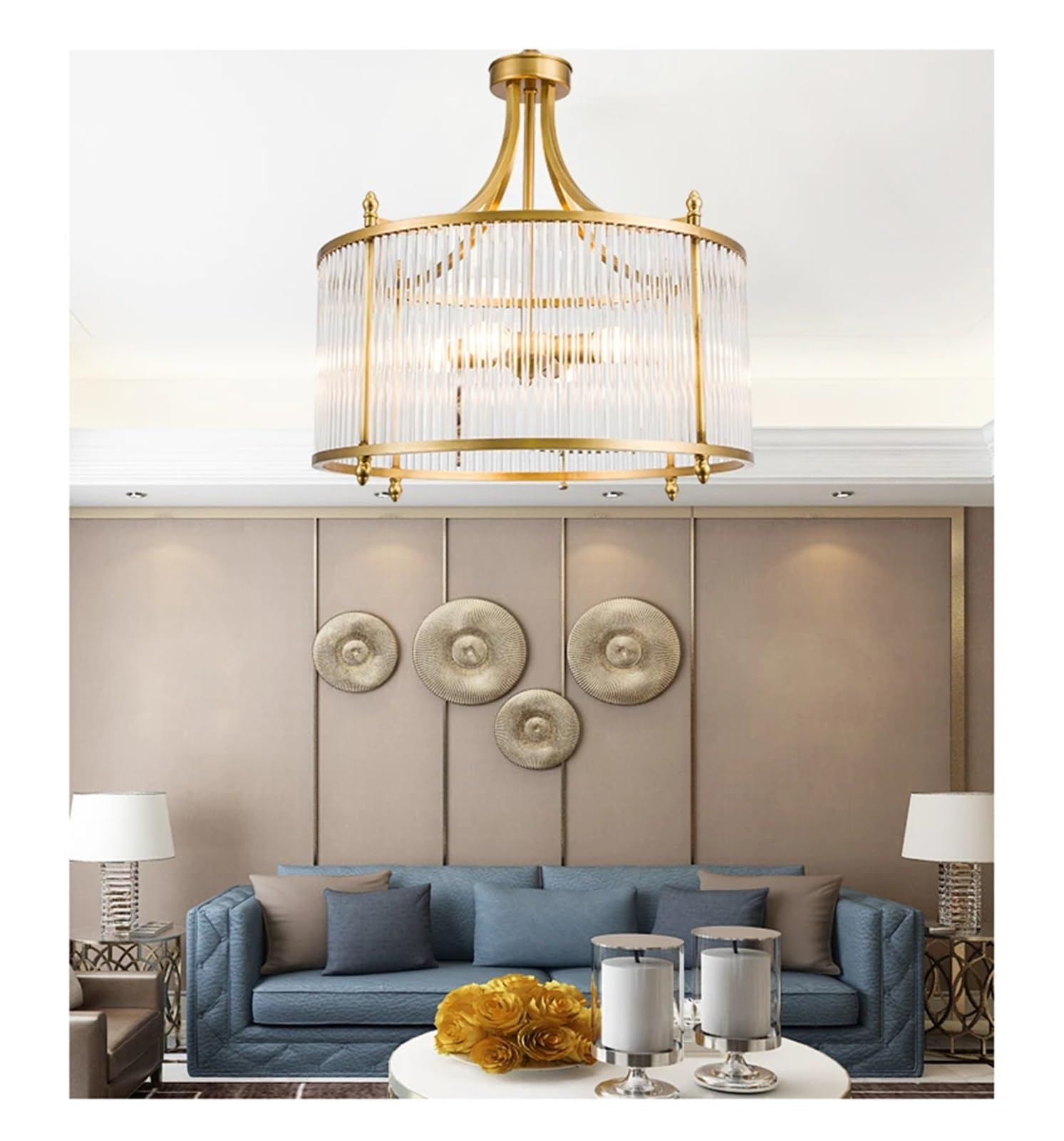 Olskfuh Size_name Modern Luxury Glass Chandelier Golden Copper Living Dining Bedroom Home Room Decor Ceiling Pendant Light Indoor Led Lamp Fixture ?,-3 Light