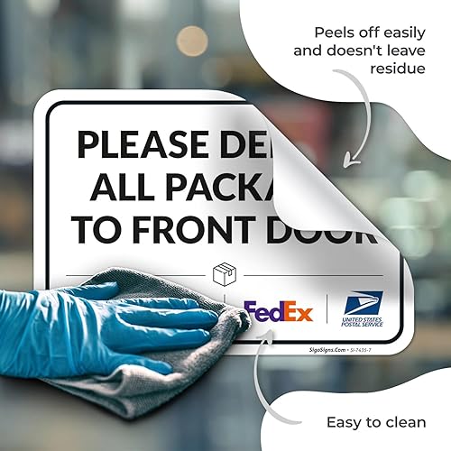 Vista 317 de Cartel de entrega del paquete, letrero de instrucciones de entrega, 10 x 7 pulgadas, aluminio 040 libre de óxido, resistente a la decoloración