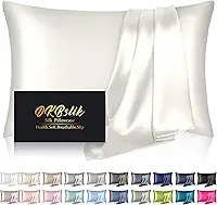 Fronha de seda de amoreira tamanho padrão, fronhas de seda de tamanho king, para cabelo e pele, anti-acne, refrescante, ambos os lados, capas de almofada de cetim de seda natural com zíper oculto