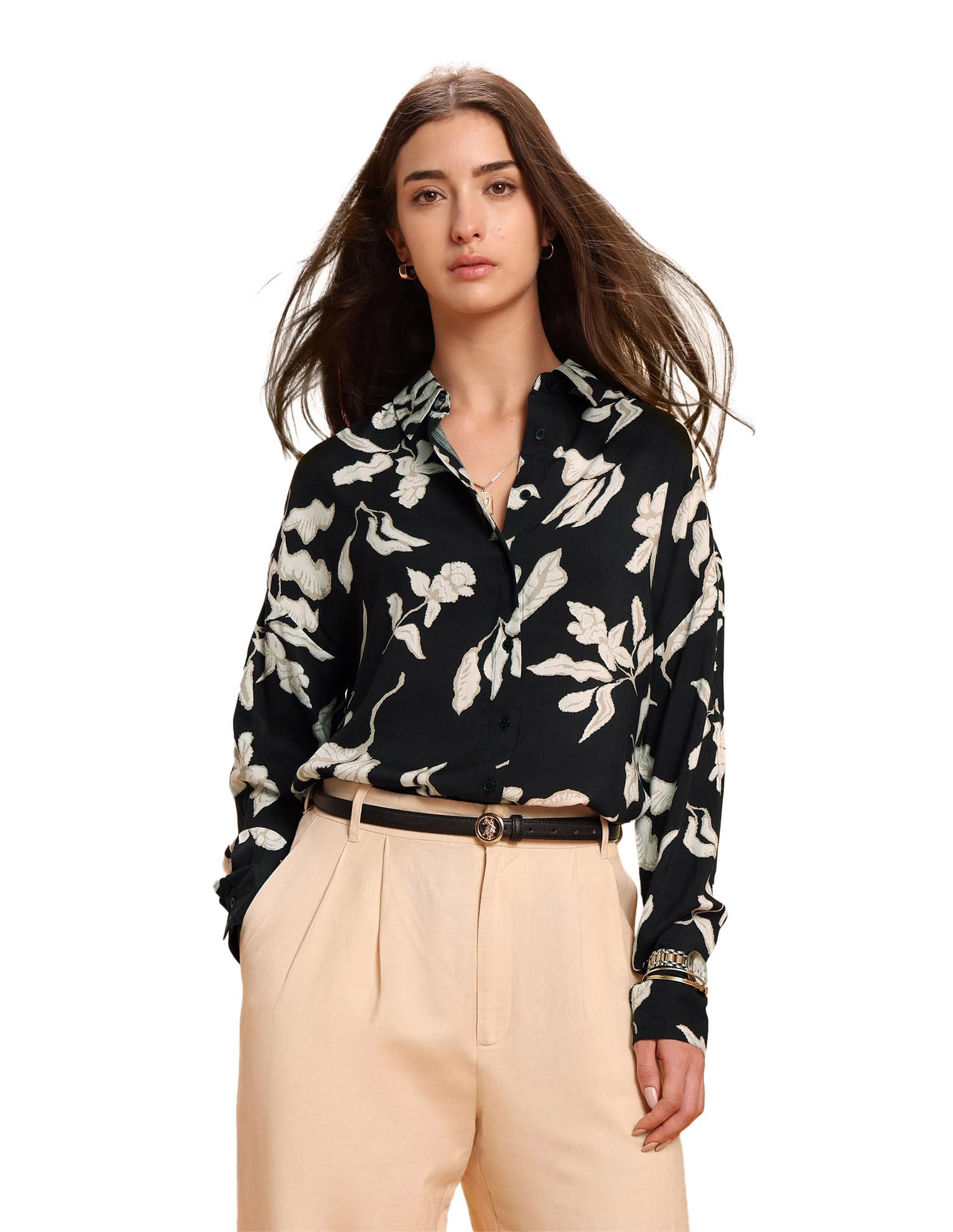 u.s. polo assn. Women's Floral Relaxed Fit Shirt-picture-12