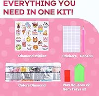 Vista 5 de Kits de Pintura de Diamantes Cymbana para Niños 20 Piezas de Postres Incluye Cupcake, Dona, Helado, Palomitas de Maíz, Galletas
