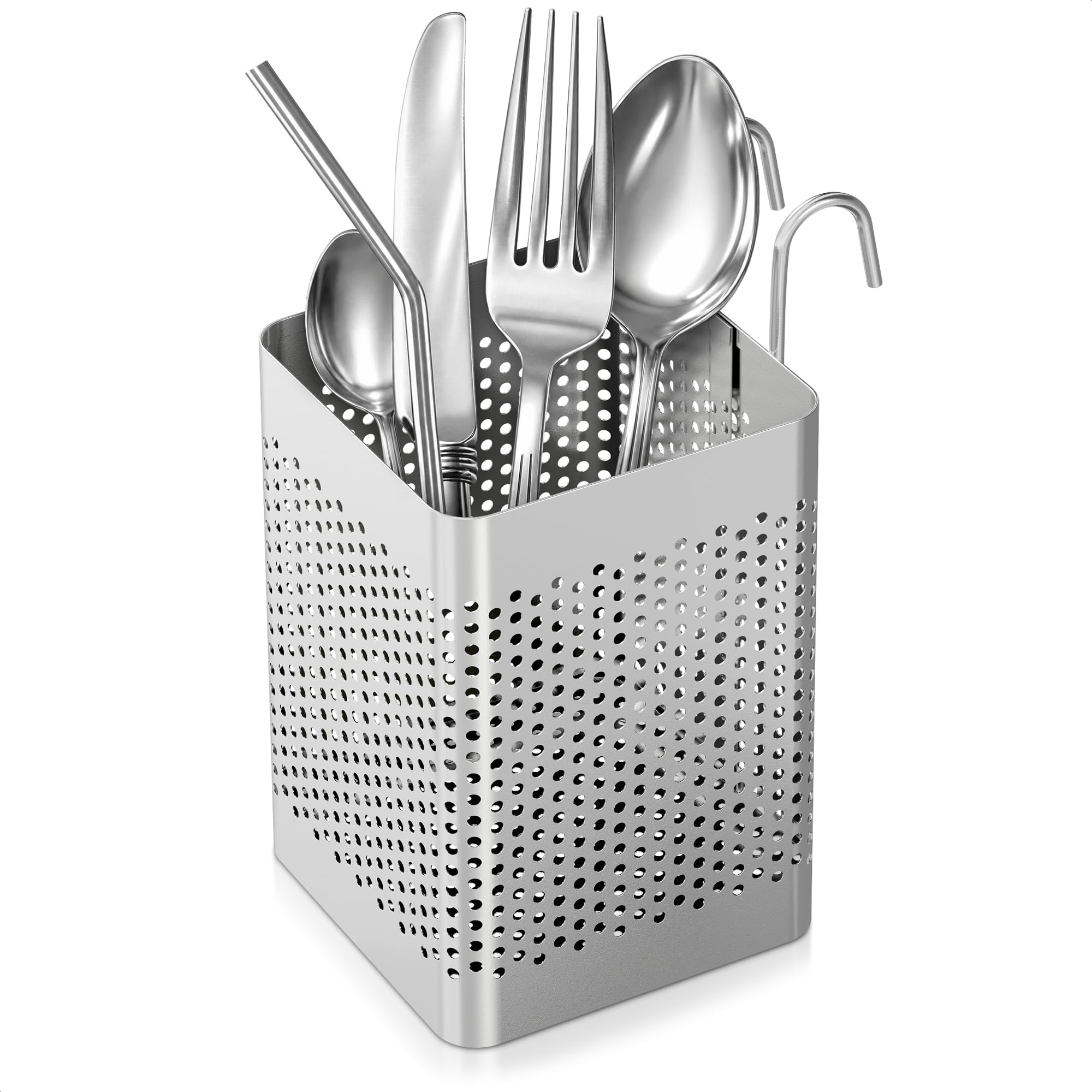 Stainless Steel Utensil Holder for Kitchen Counter Dishwasher Chopstick Basket for Countertop Chopstick Spoon Spatula Holder Dryer Rack Utensil Caddy for Kitchen Counter Utensils Holder for Dish Rack