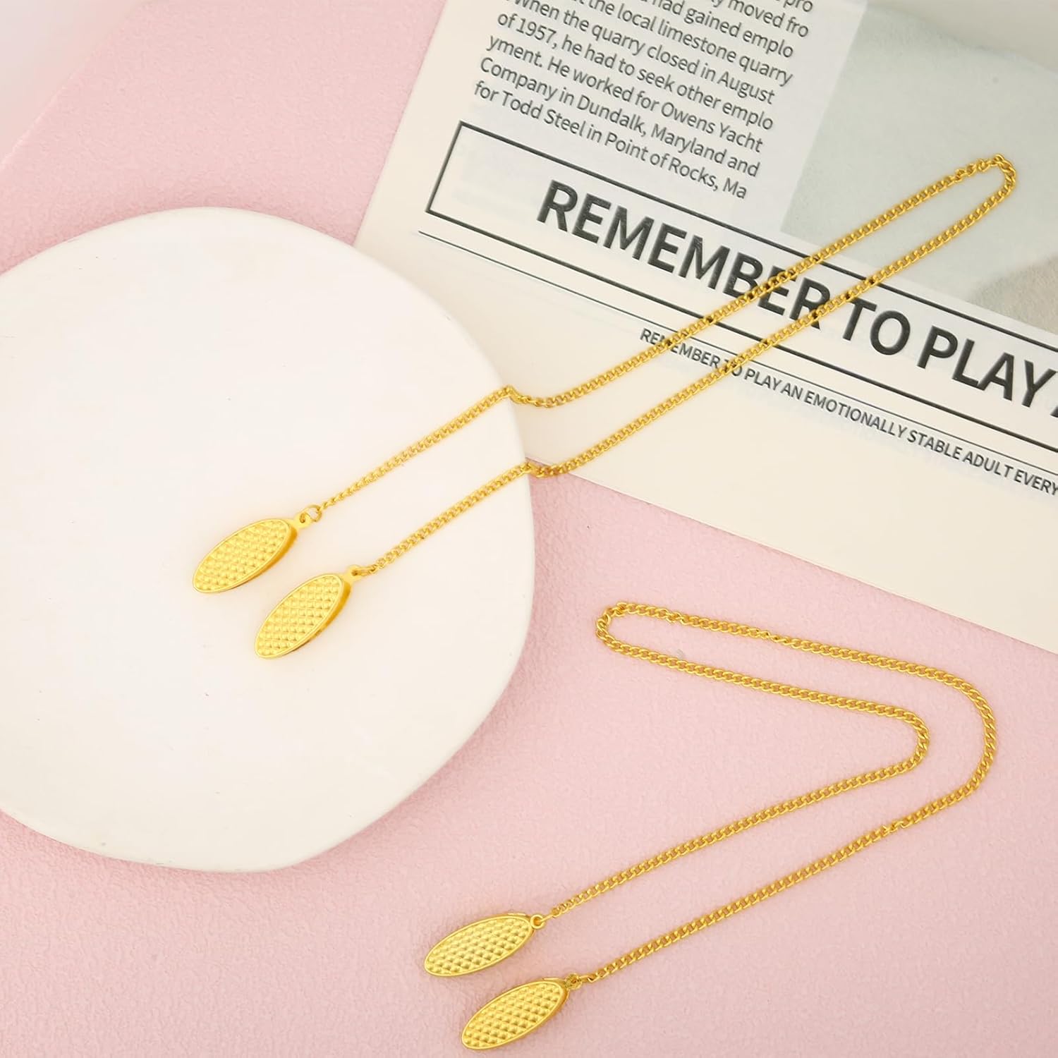 2pcs Dental Bib Clips, 19.7 Inch Adjustable Metal Napkin Clip with Chain Portable Neck Chain Dental Bib Holder for Dentists Nurses Elders Kids