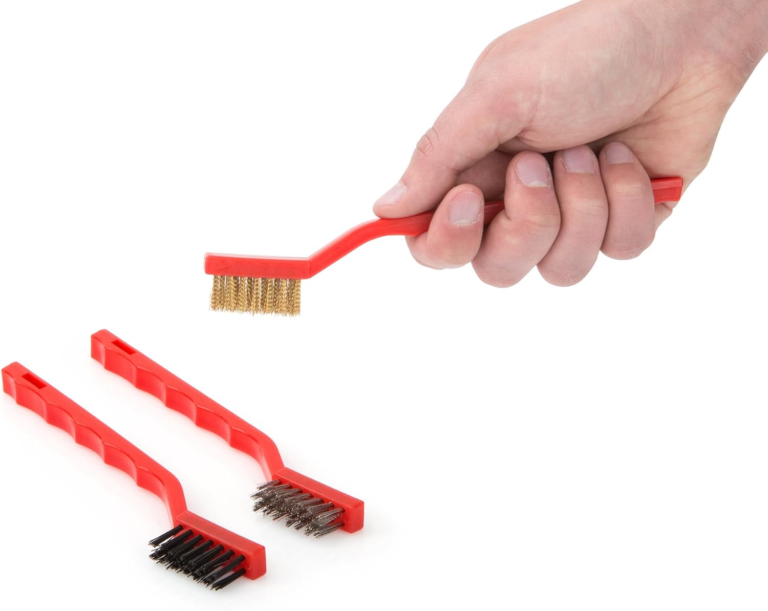 TEKTON 7064 Mini Wire Brush Set (Nylon, Brass, Stainless Steel), 3-Piece