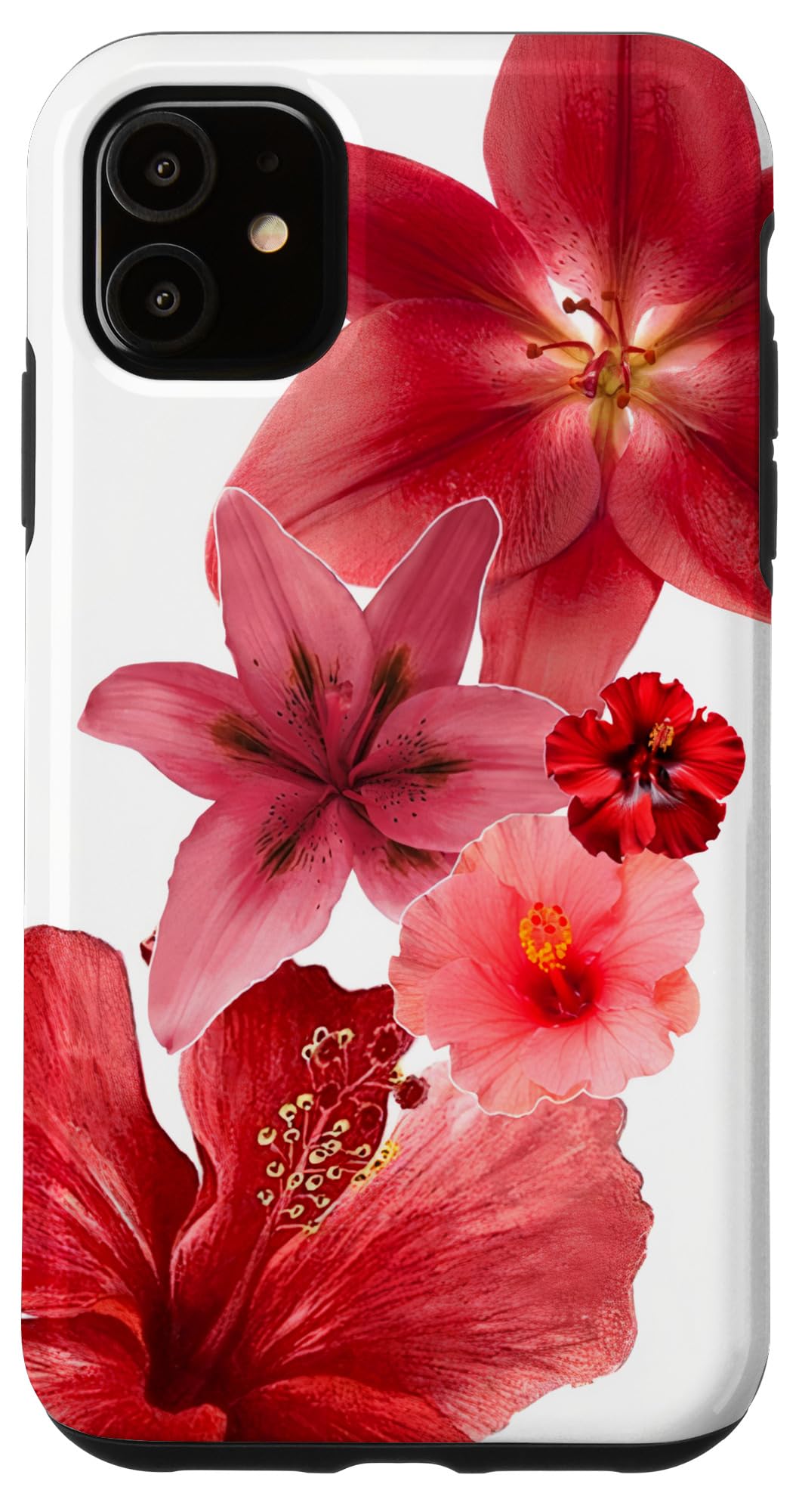 Red Hawaii Hibiscus Tiger Lily Flowers Tropical Summer Case for iPhone 11