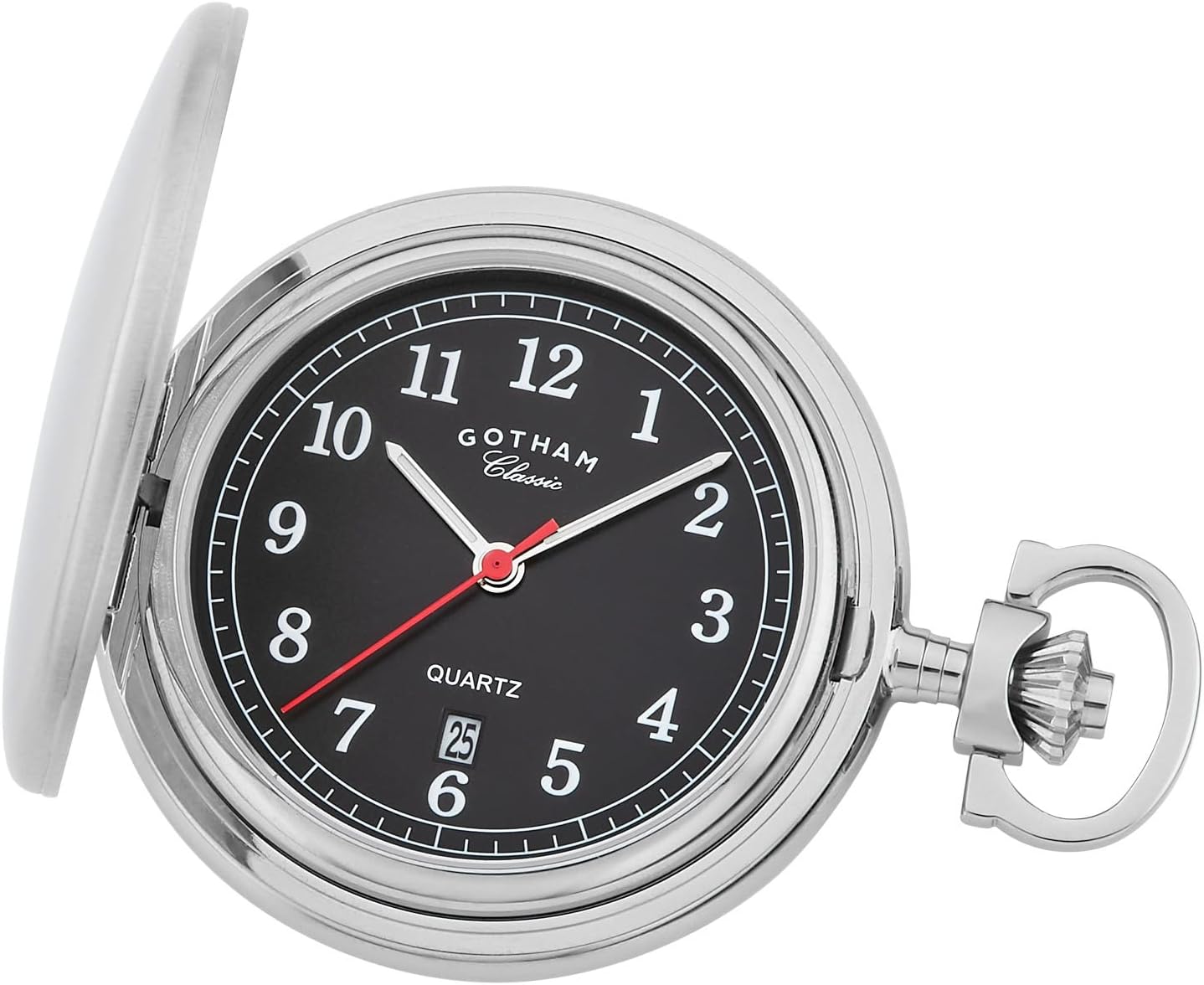 Gotham Men's Stainless Steel Analog Quartz Date Covered Pocket Watch # GWC14125SBK