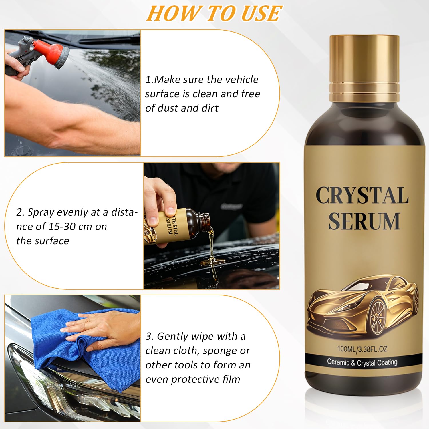 2PCS 100ML PTZ Crystal Serum – Advanced Graphene Ceramic Coating for Cars,9H Graphene Coating for Auto Car Detailing, High Gloss Crystal Coating for Car Lovers & Detailers — view 5