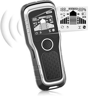 HANDSTAR 6-in-1 Stud Finder Wall Scanner: Auto Detect Wood up to 1.5", Metal to 4", AC Wires - LCD Display, Audio Alarm for DIY & Contractors (Light Silver)