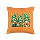 St. Patricks Gnome for Women and Irish Girls Cute Leprechaun Throw Pillow