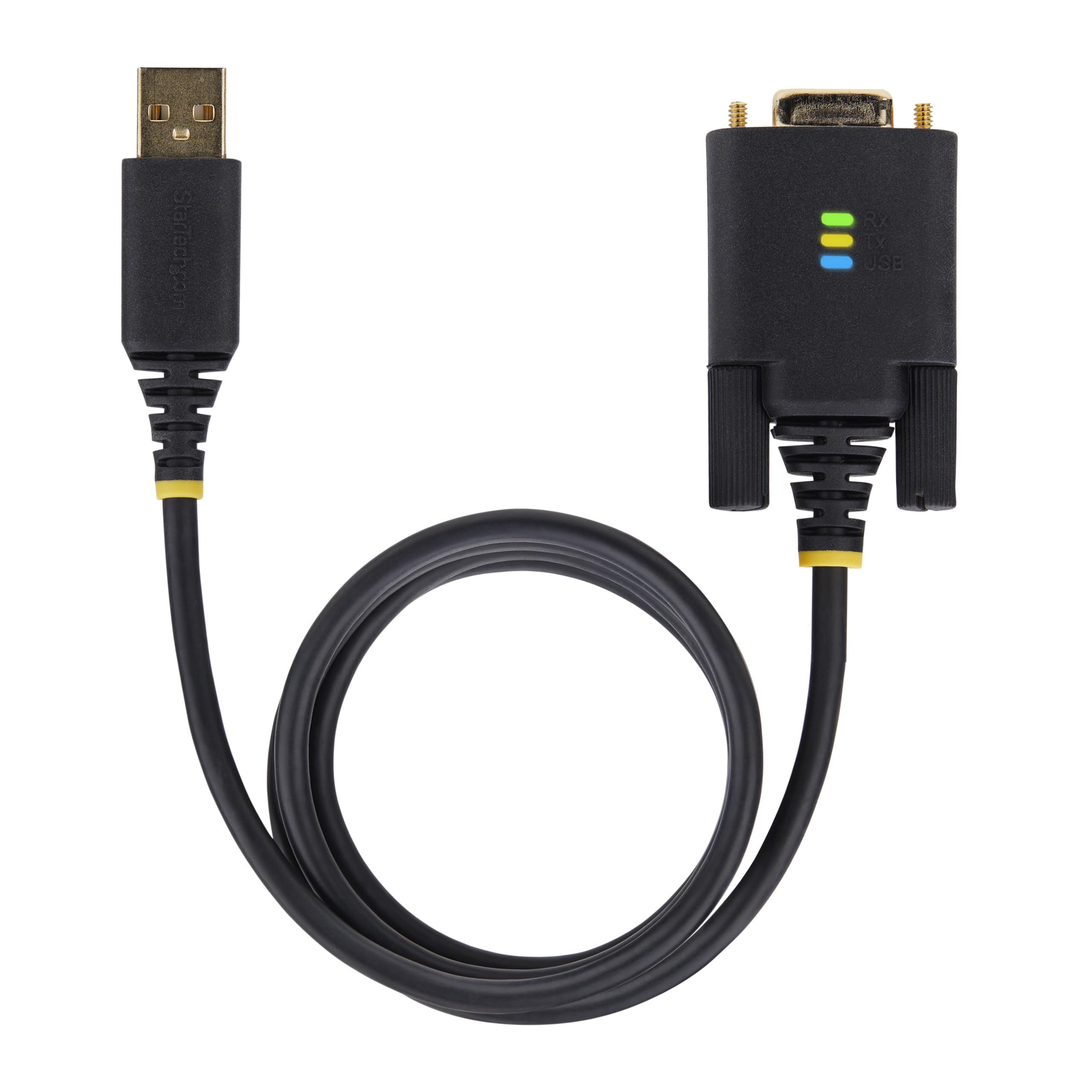 StarTech Cable Adaptador USB a Serie de Módem Nulo RS232 1m - Retención COM - FTDI - USB DB9 - Tornillos Intercambiables - Indicadores LED