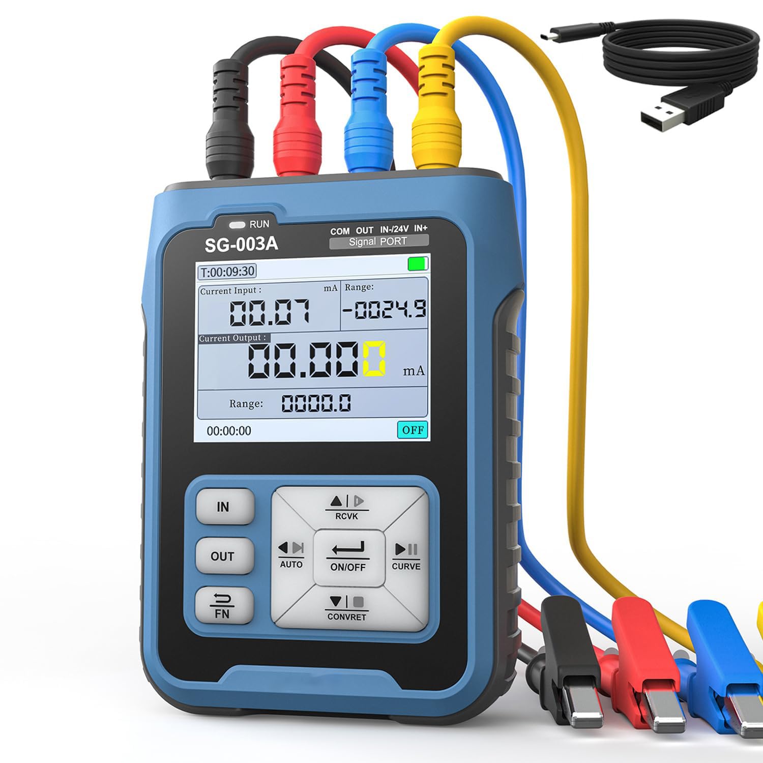Treedix Stromspannungssignalgenerator, Spannungs- und Stromkalibrator, 4-20ma Signalgenerator 0-10V Stromspannungssimulator, mehrere Signaltypen, Voreinstellungswert für Panel Debugging Device Test