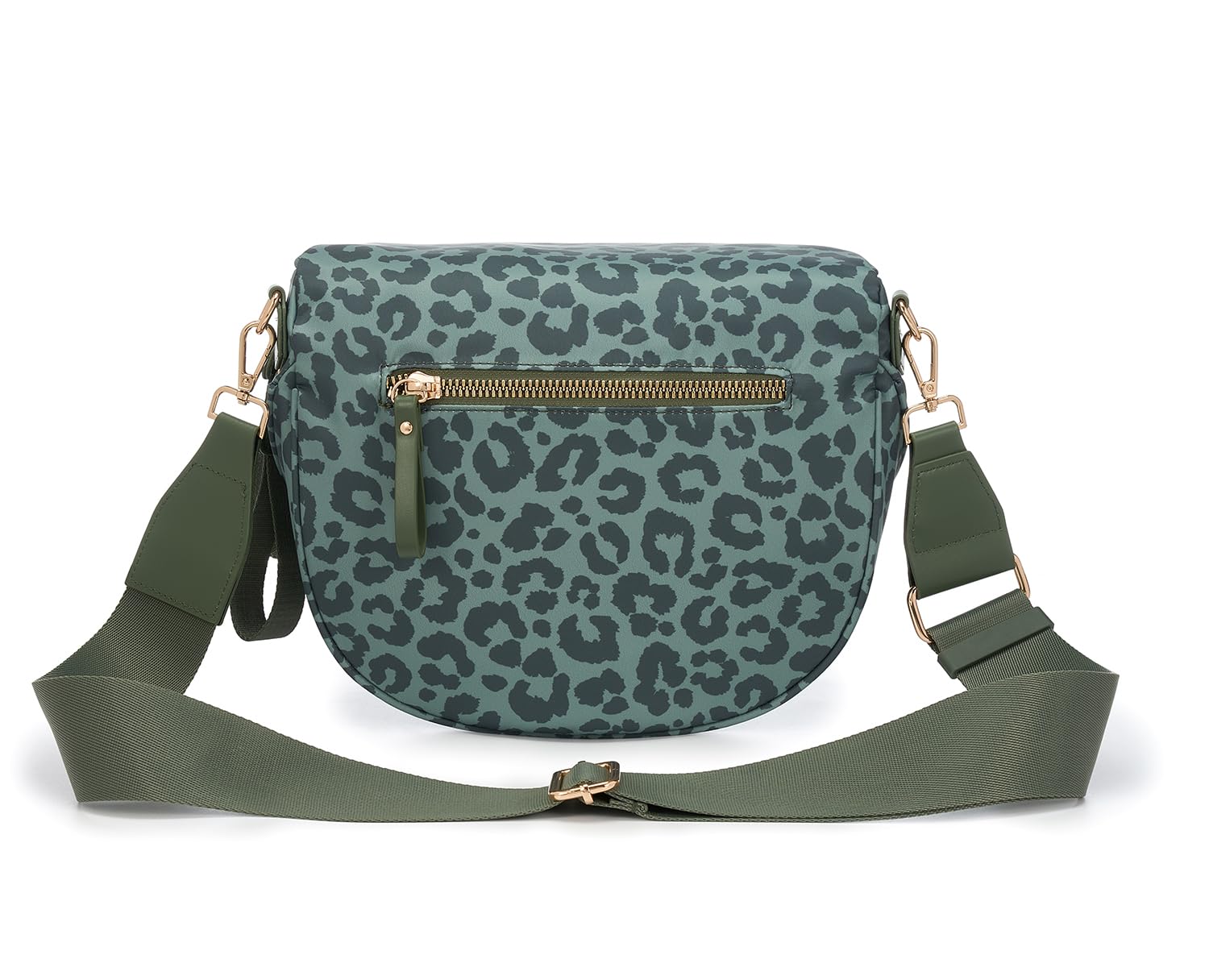 FEIBOON Spacious Nylon Crossbody Bag Bum Bag Handbags Wallets Purses Trendy Shoulder Bag for Women (Bean Green Leopard) view 3