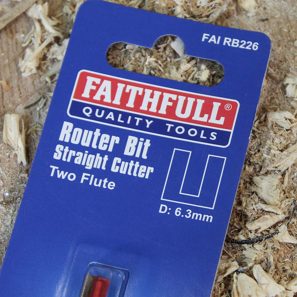 Faithfull FAIRB226 Router Bit TC Two Flute 1/4in 6.3mm, multi-coloured, 6.3mm 1/4in shank - Image 3