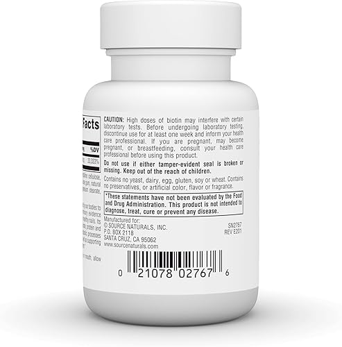 Miniatura 4 de Source Naturals Biotin Fast Melt, soporte para la piel y las uñas*, 10,000 mcg - 120 tabletas