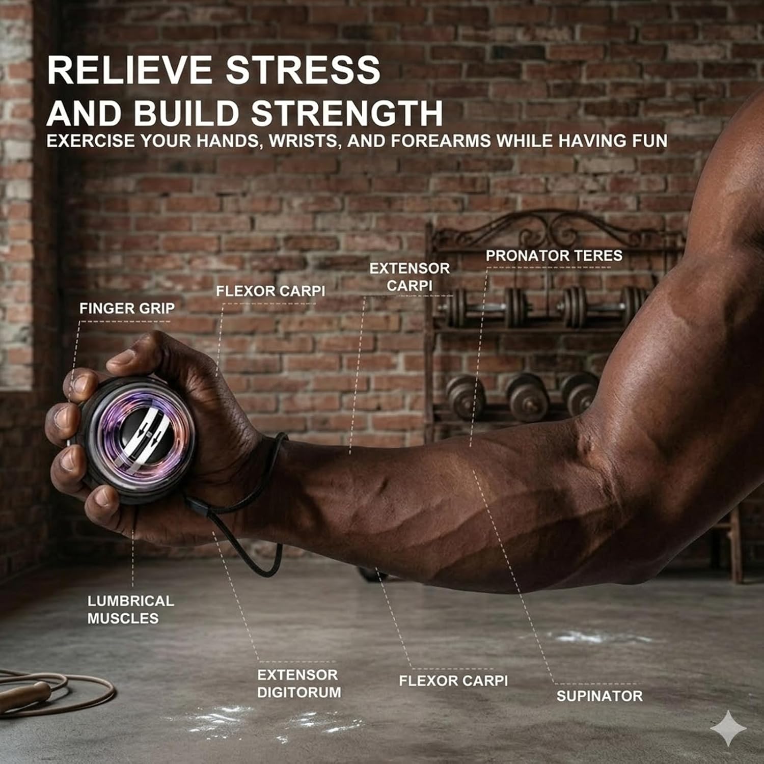 Torque Ball Auto-Start Gyro Ball with LED Counter - Wrist & Forearm Strengthener - Gyroscopic Hand Exerciser for Grip Strength, Flexibility & Daily Vitality