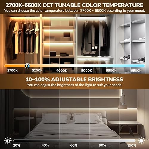 Miniatura 5 de Luces para debajo del gabinete enchufables, 4 piezas ultra finas de 12 pulgadas, 144 luces LED regulables debajo de la encimera con función de