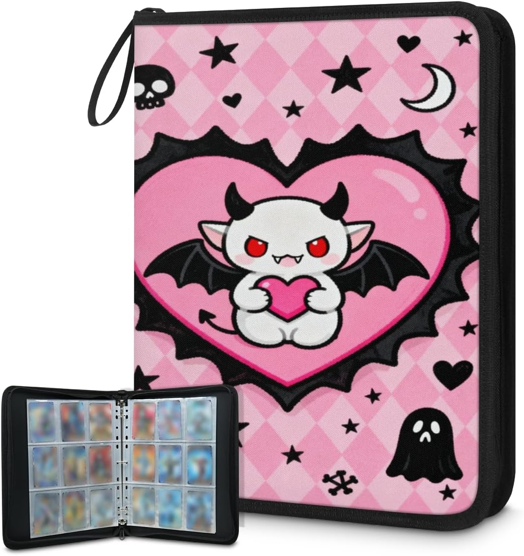 9-Pockets Trading Card Binder Holds 900 Cards, Card Collection Album Folder Double Sided Pocket Compatible with TCG MTG Game & Sport Cards(Pink)