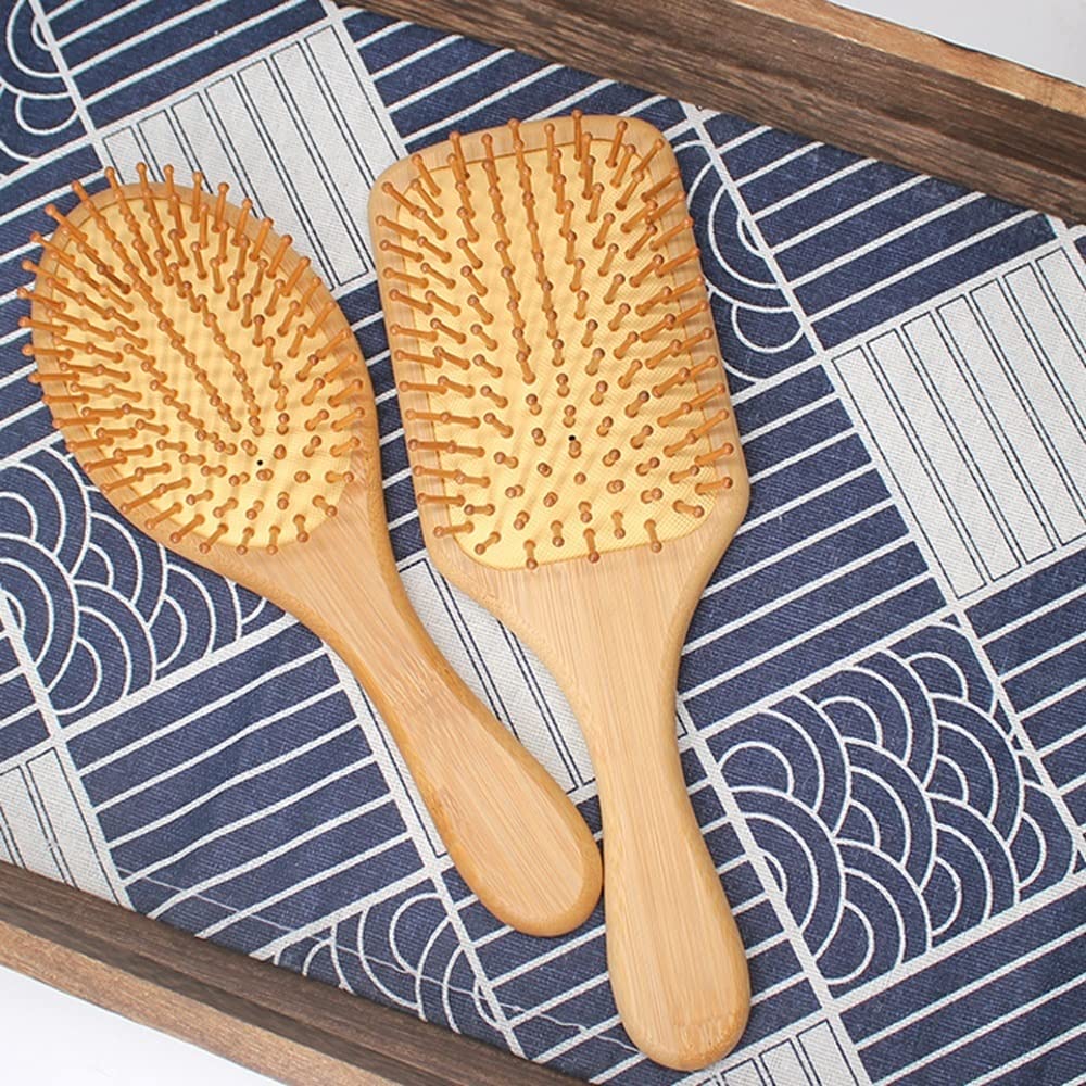 Cepillo para el cabello, cepillo de madera de bambú de alta calidad, antiestático de bambú natural, panel grande, peine de masaje, cojín de aire, cepillo de masaje para el cuidado del cabello