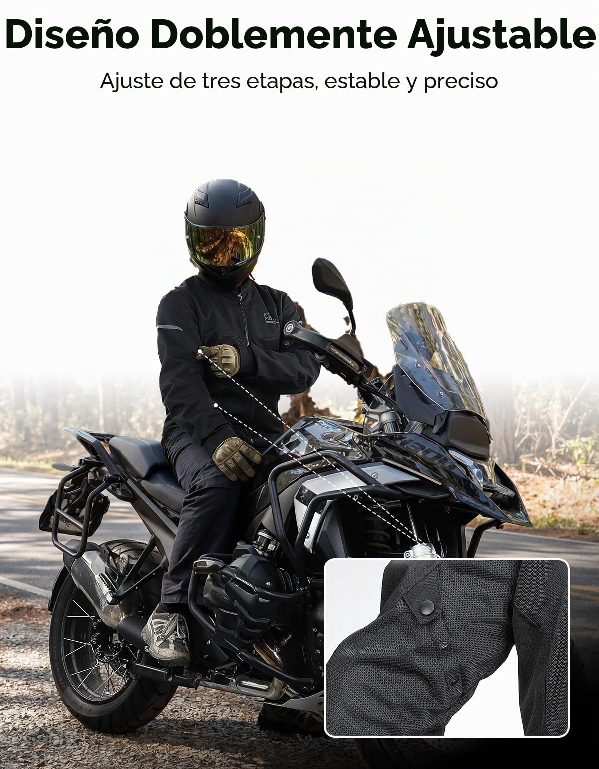 KEMIMOTO Chaqueta de Moto Hombre, CE-Protectores, Espalda de EVA, Malla Transpirable Bandas Reflectantes, Ideal para Uso Diario, Viajes Largos Actividades al Aire Libre