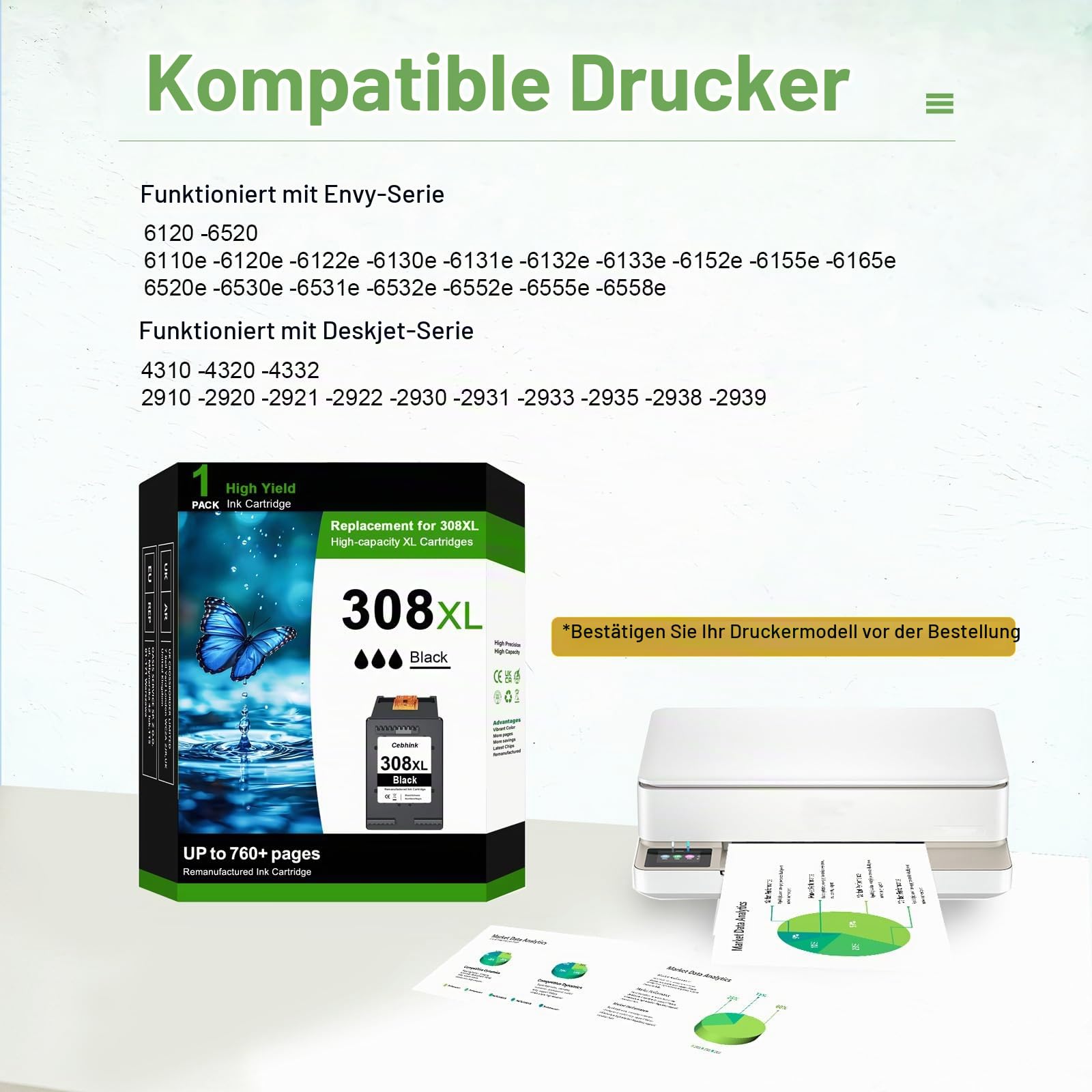 308 Schwarz für HP 308 Druckerpatronen Kompatibel mit deskjet 2920 Patronen