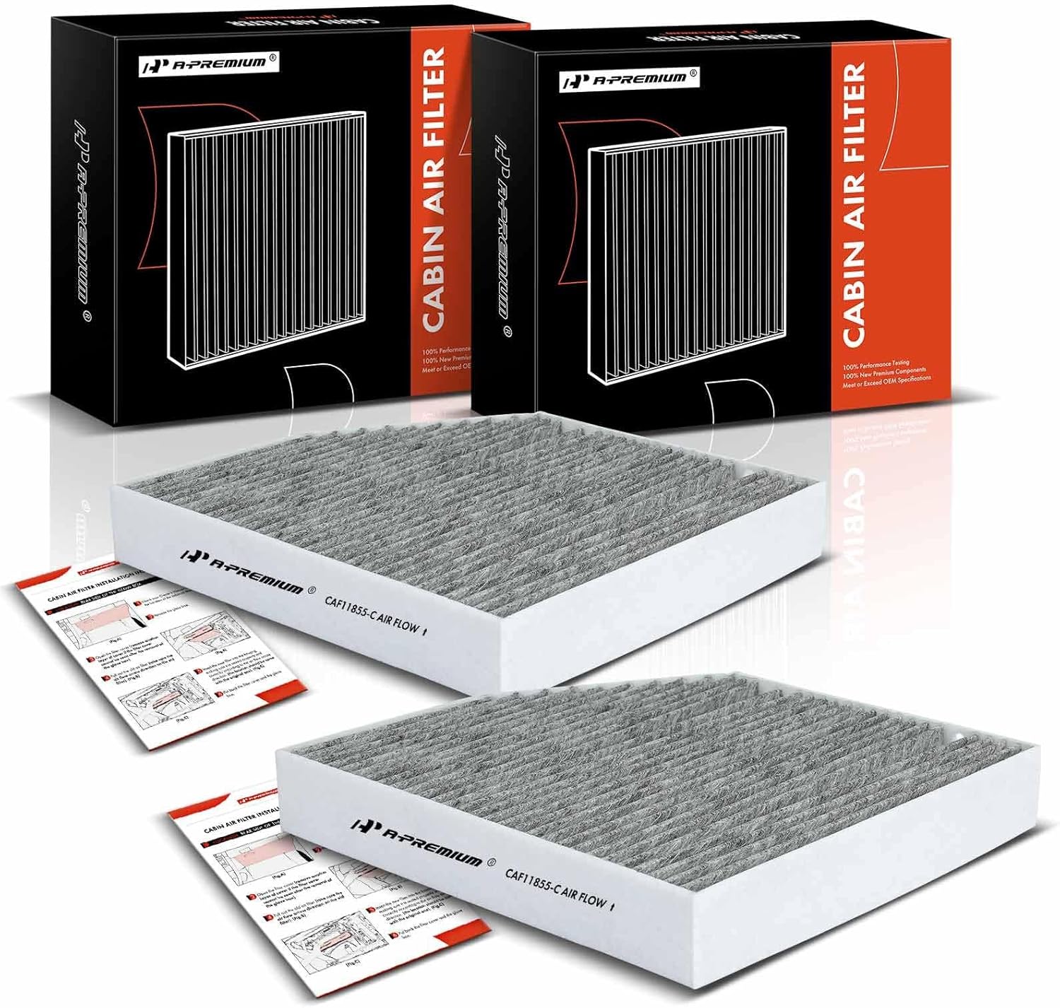 A-Premium 2-PC Cabin Air Filter with Activated Carbon Compatible with Mercedes-Benz C300, C400, E300, E400, E450, GLC300, GLC350e, C43 AMG, C63 AMG, G550, CLS450, E63 AMG, Replace# 2058350147
