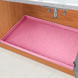 SIKADEER 25" x 22" Under Sink Mat Waterproof, Silicone Mat Kitchen Drawer Shelf and Cabinet Liner, Sink Protector for Kitchen Organizers and Storage, Boot Tray Pet Food Mats
