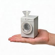 Mini Front-Load Washing Machine Toy, 112 Scale Miniature Laundry Appliance, Realistic Rotating Drum & Openable Door, Interactive Pretend Play Decor White