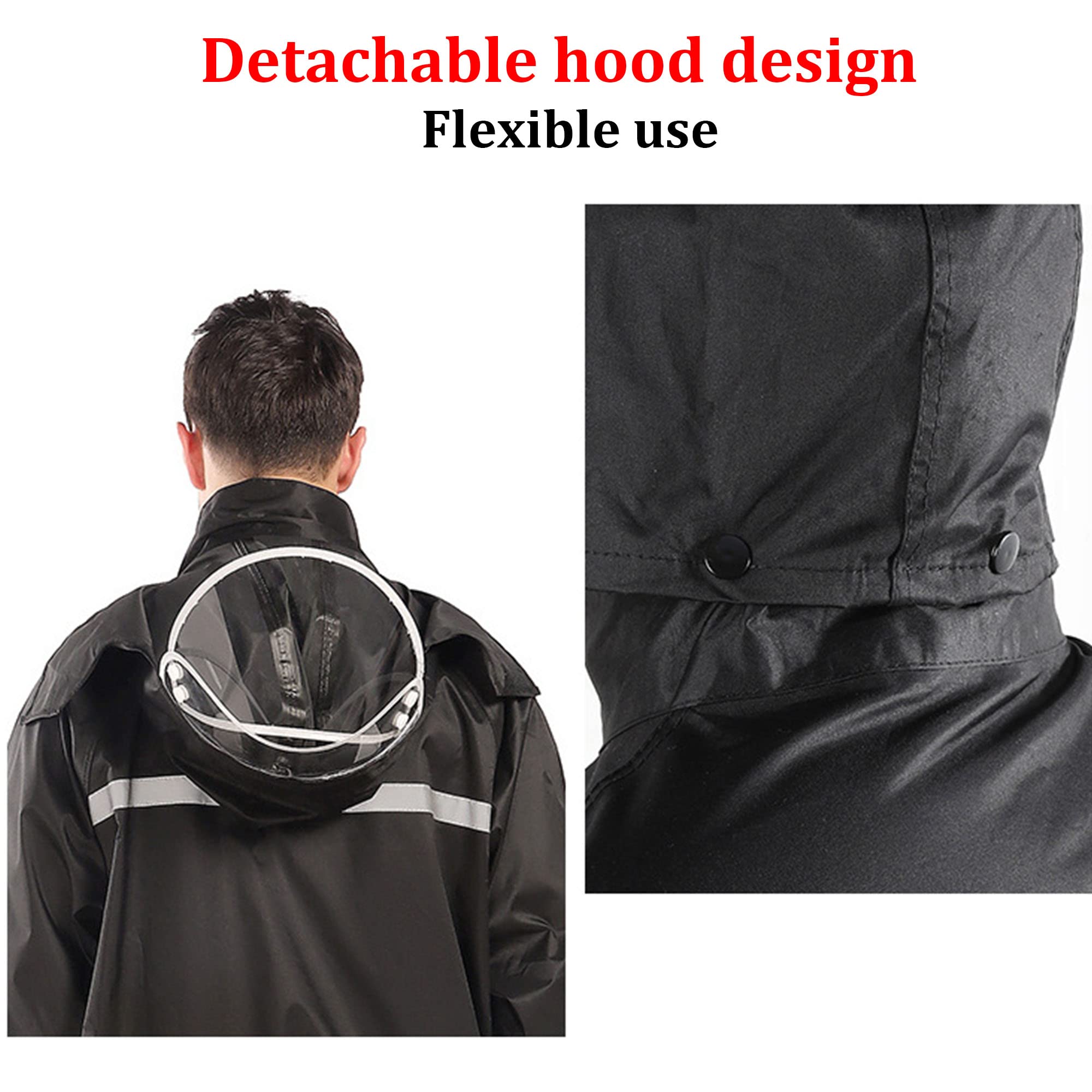Traje de Lluvia Impermeable para Hombres y Mujeres, Equipo de Lluvia a Prueba de Viento Ropa de Trabajo (Chaqueta con Capucha & Pantalones) Conjuntos para Ciclismo Senderismo Camping Pesca