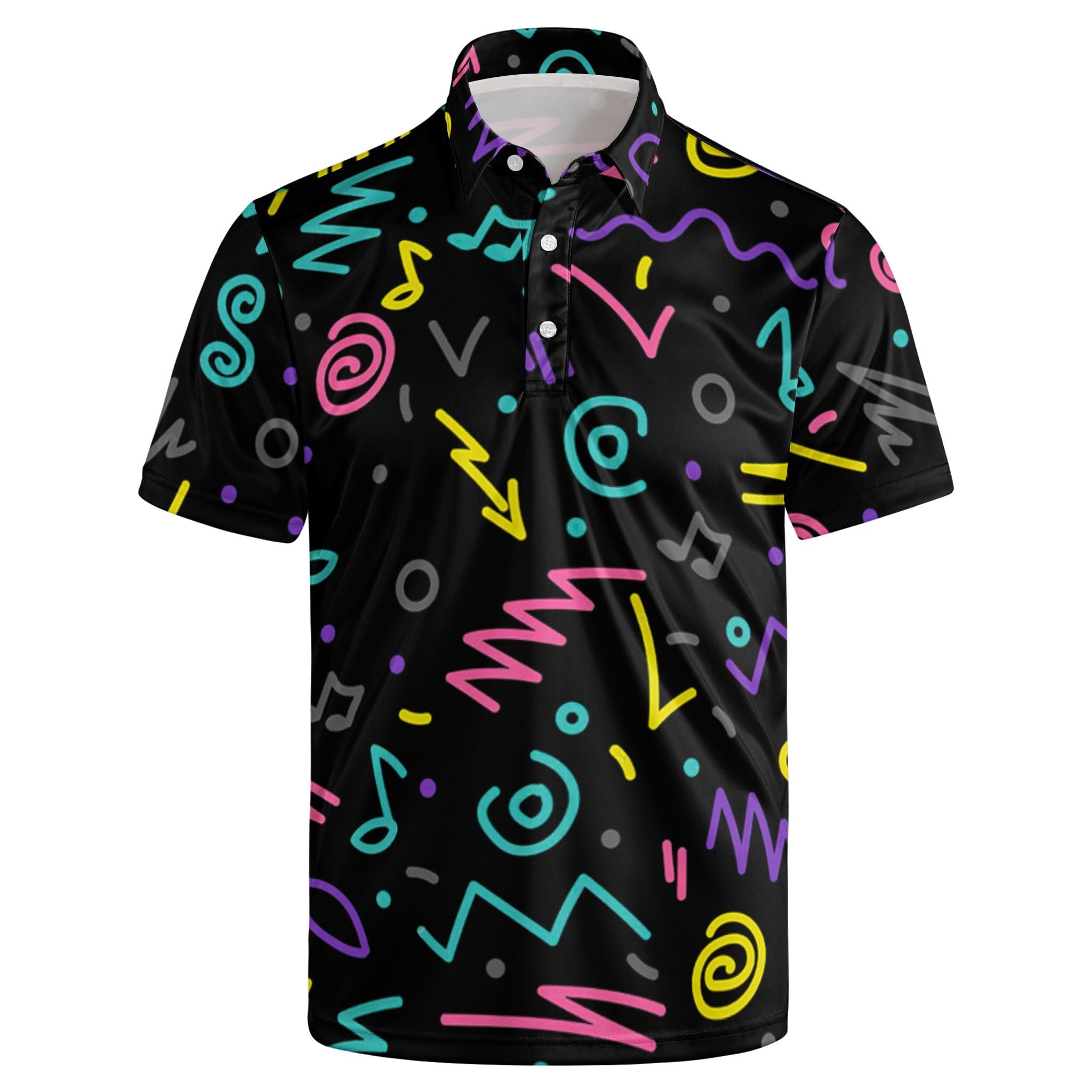 Mens 80s Golf Shirt Dry Fit Performance Short Sleeve Print Shirts Funny 90s Golf Shirts for Men