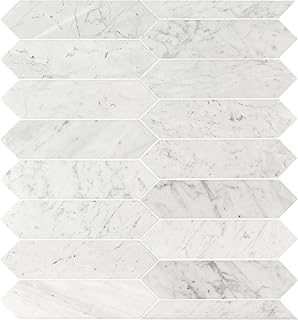 MSI Carrara White 12x10.63 inch Honed Marble Picket Tile - Kitchen Backs...