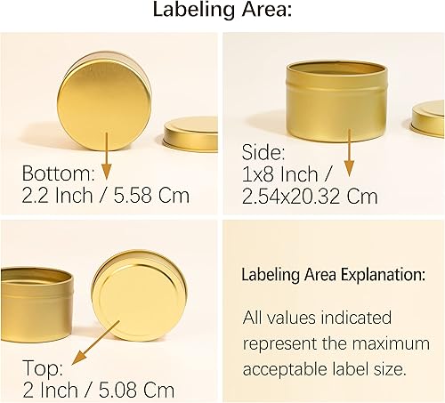 Miniatura 4 de Latas doradas de 4 onzas con tapas, 24 recipientes para velas, tarros de velas a granel para hacer velas, color dorado
