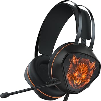 Gaming Headset for Xbox Series X/S, Xbox One, PS5, PS4, PC with 7.1 Surround Sound, Wired Gaming Headphone with Noise Cancelling Mic, Dynamic RGB Light for Xbox Controller, Switch Black Orange