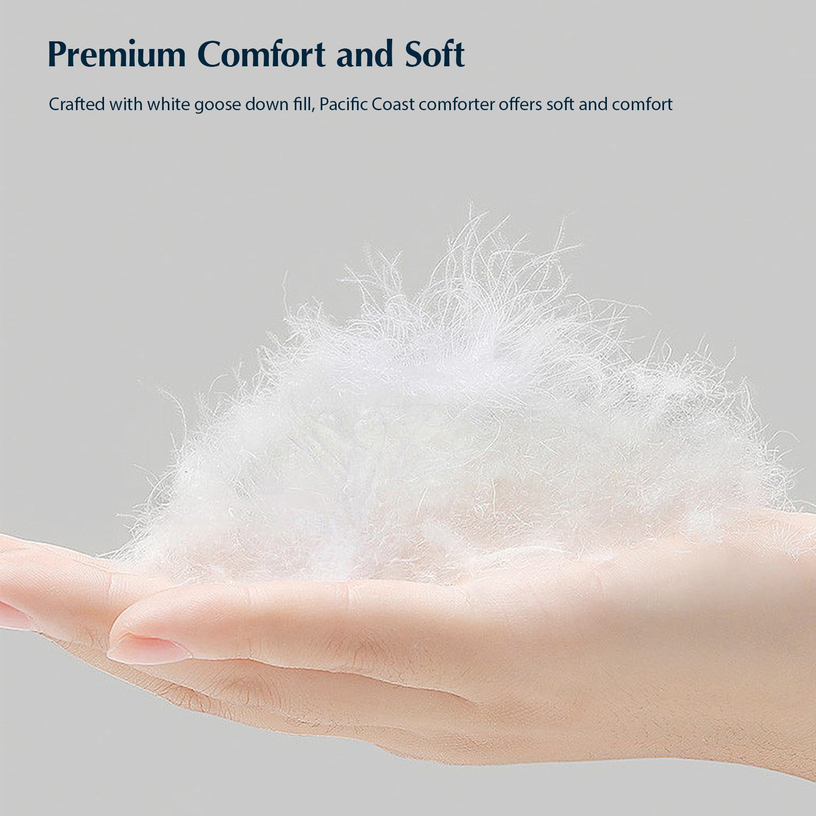 PACIFIC COAST Comforter King Size, Filled in White Goose Down Bedding Comforter King Size，All Season White Luxury Hotel Fluffy Duvet Insert, 106"x90"