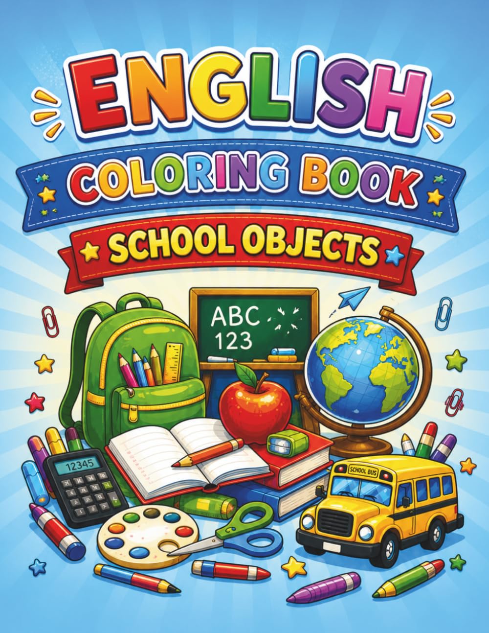 ENGLISH COLORING BOOK - SCHOOL OBJECTS - VOCABULARY (Color & Learn English Series)