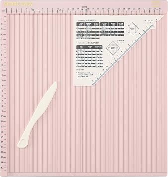 Vaessen Creative Scoring Board cm with Bone Folder and Guide for Card Making and Paper Crafts, Pink, 30.5 x 30.5 cm